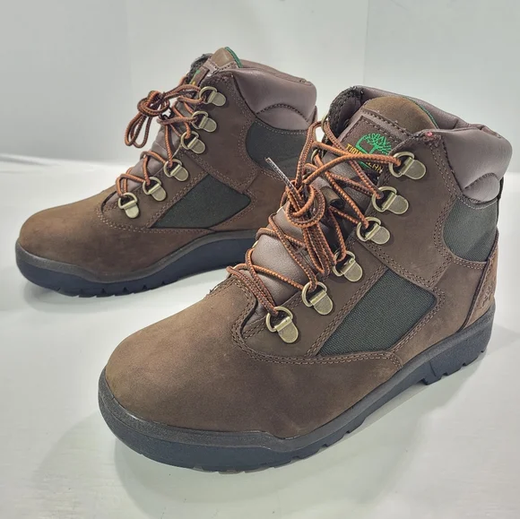 TIMBERLAND BIG KIDS BEEF BROCCOLI 6" FIELD BOOTS SIZE 4 BROWN/OLIVE - Picture 3 of 14